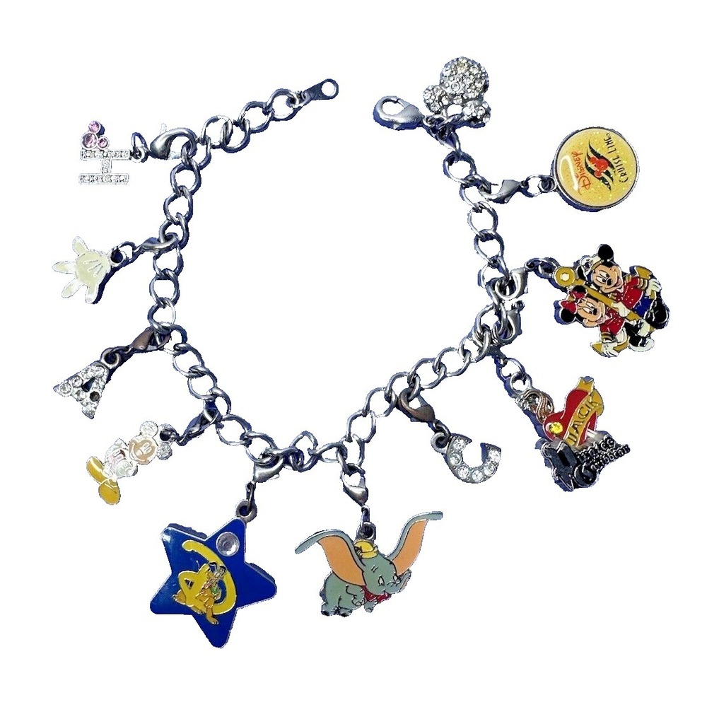 Disney Charm Bracelet Goofy Dumbo Mickey Minnie Pirates Caribbean H A C Cruise